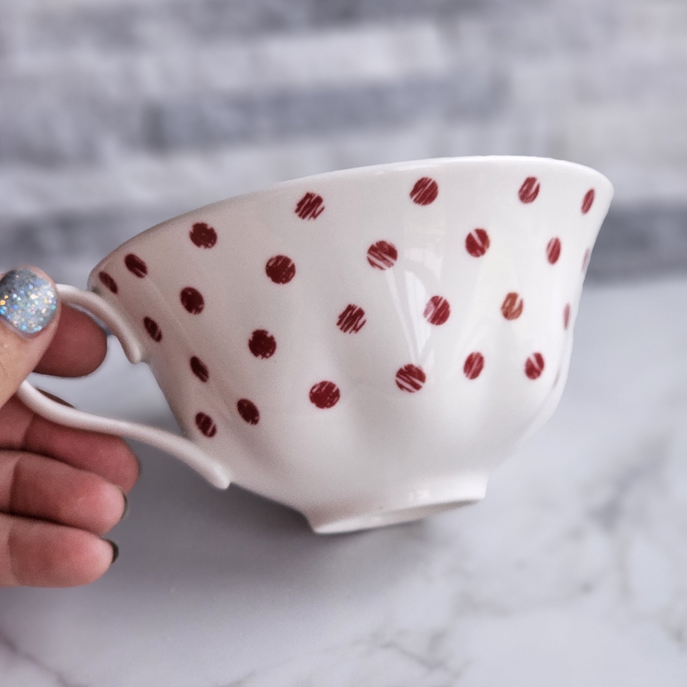Anthropologie Butterfly Teacup Set with Red Polka Dots - Set Of Two. - Picture 9 of 10